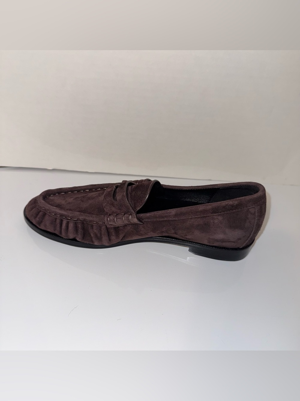 SAINT LAURENT brown suede quiet luxury never worn designer penny loafers 38 - Picture 6 of 8